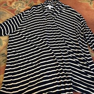 Adrienne Vittadini Navy and Cream Striped cardigan